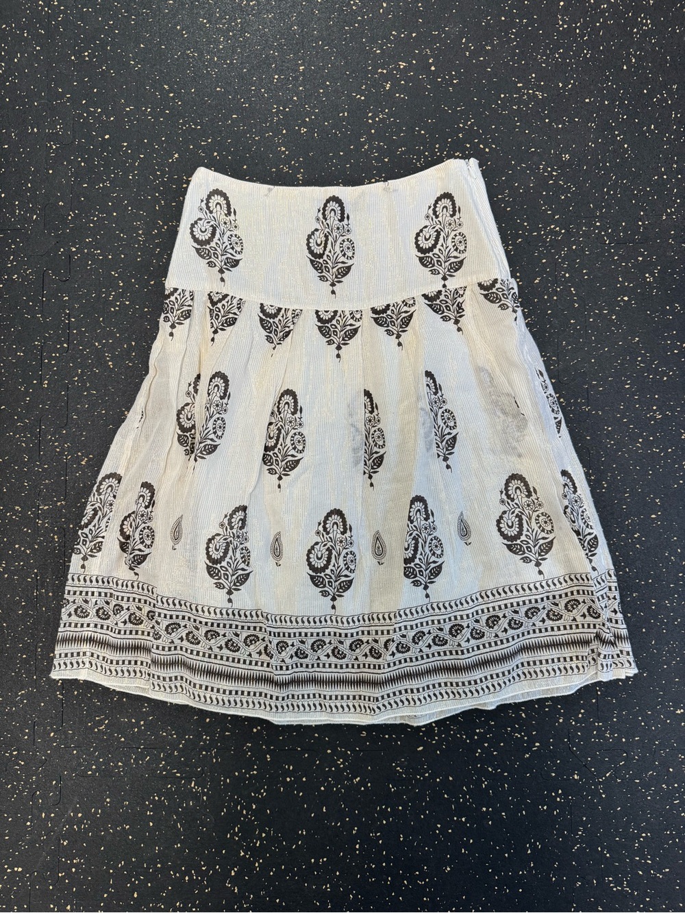 White & Brown Printed A-Line Skirt